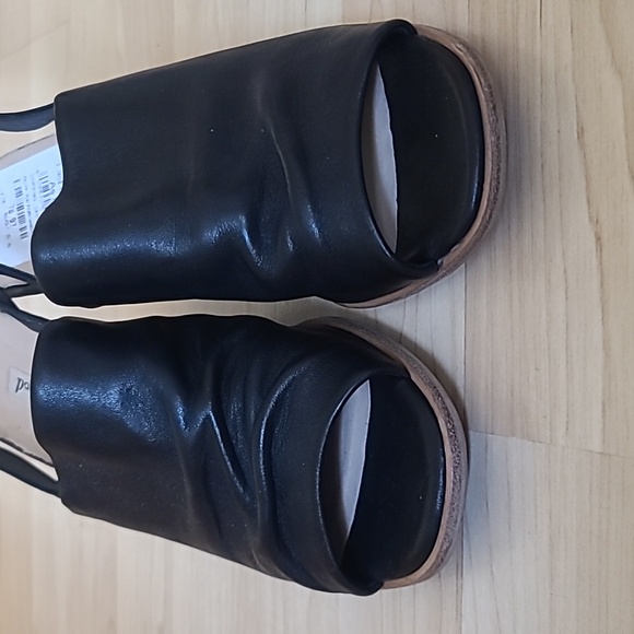 Paul Green Waverly Black Leather Slingback Block Heels Sandals Women's Size 8 - Picture 4 of 11